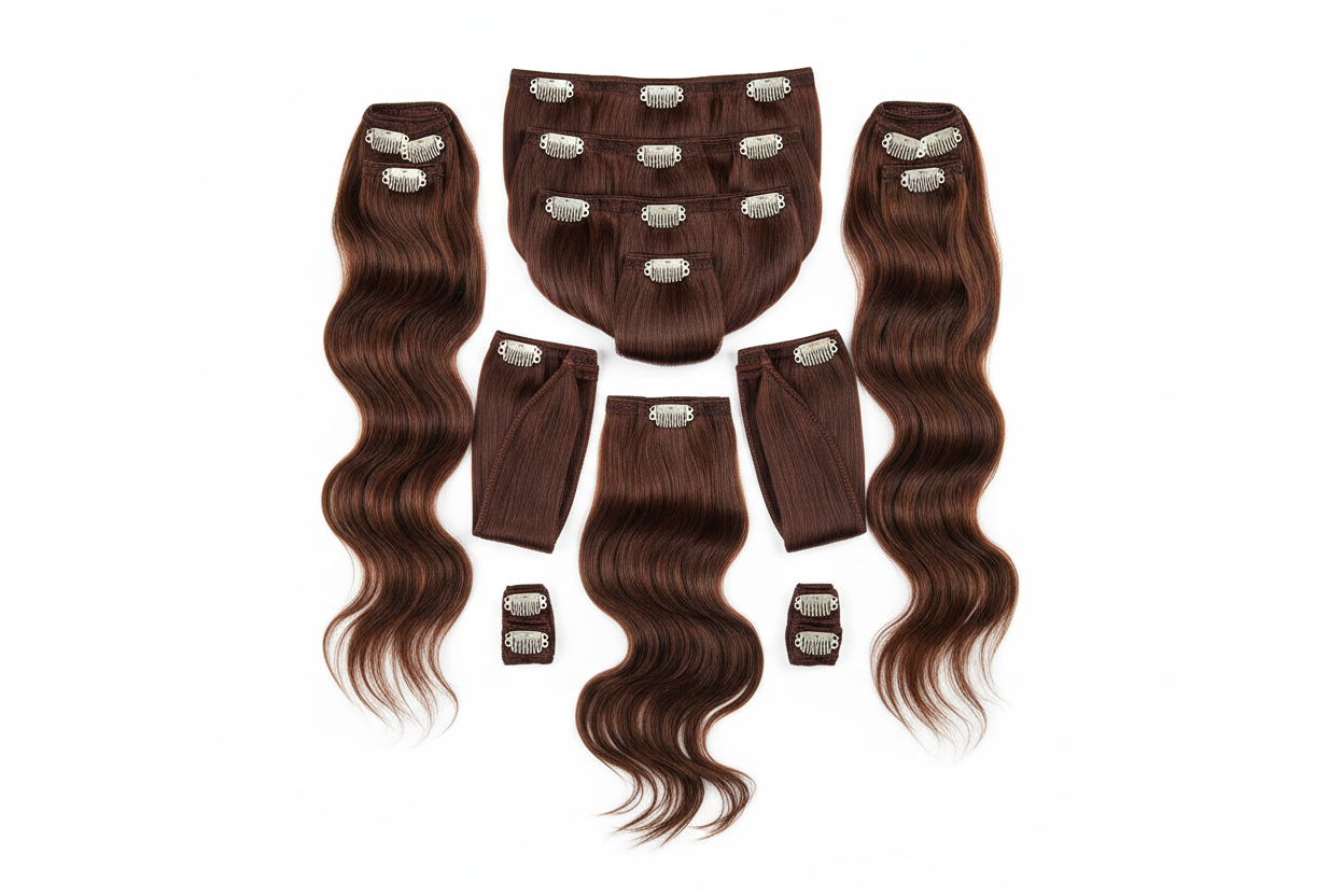 Premium salon-quality hair extensions designed for a seamless, natural blend. Made with 100% Remy human hair for softness, longevity, and effortless styling.