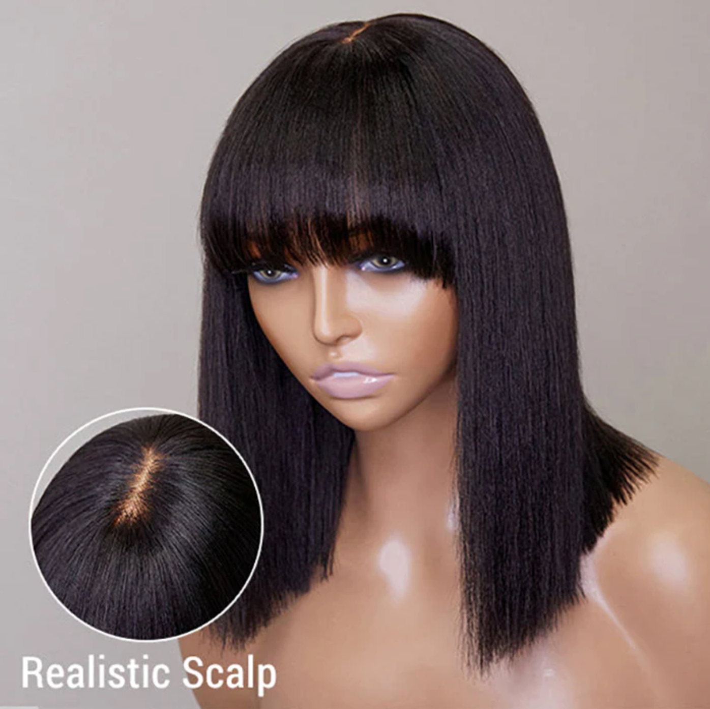 Daisy Lux Beauty™ Premium Quality 150% Density Realistic "YAKI STRAIGHT BOB WITH BANGS"