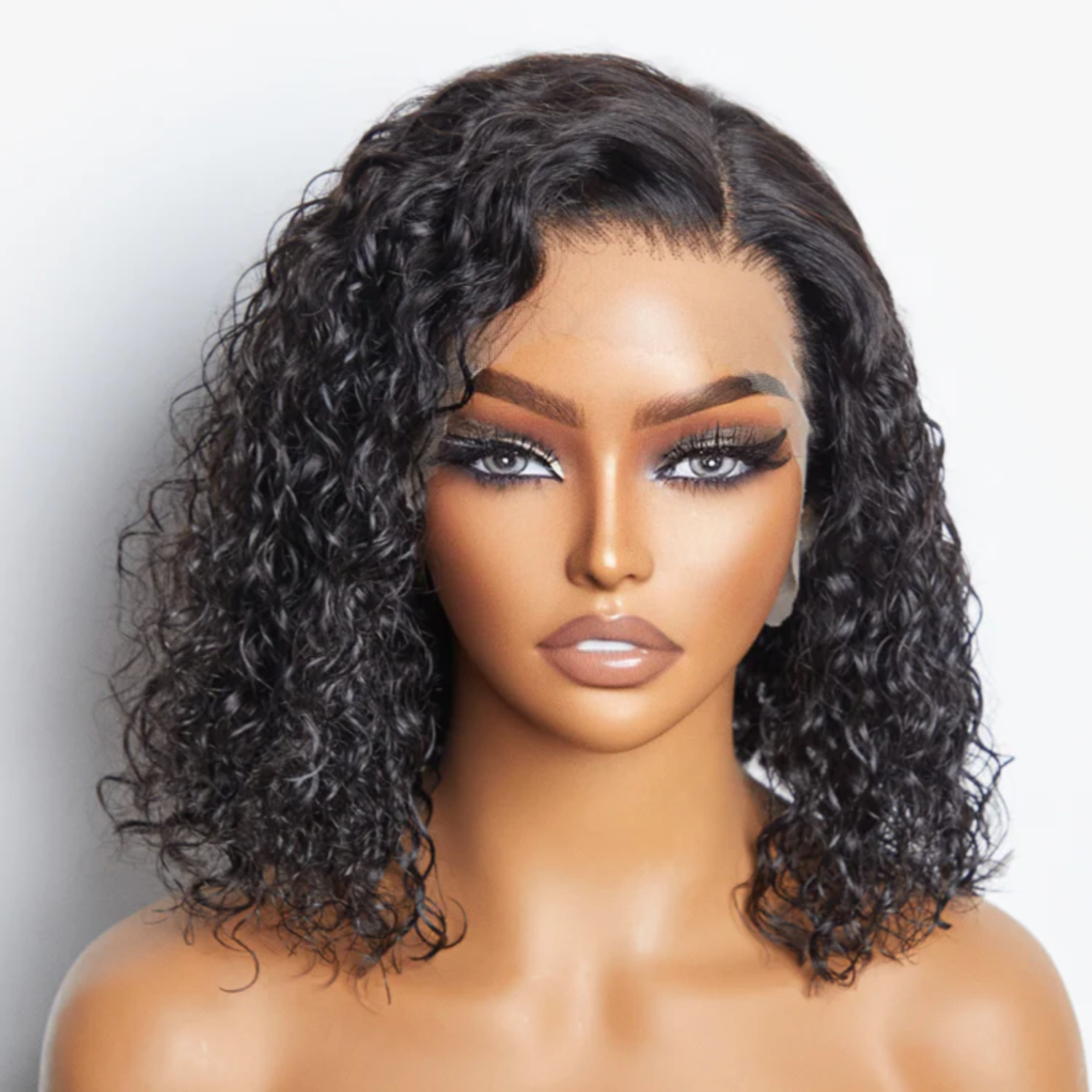 Daisy Lux Beauty™ Premium Quality 150% Density 13x4 "NATURAL BLACK WATER WAVY BOB 3D TRANSPARENT LACE FRONTAL" Wig-100% Human Hair