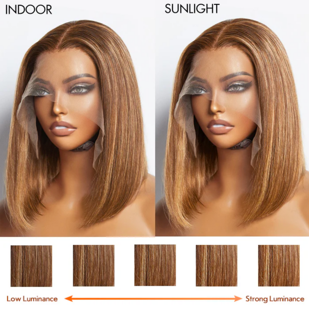 Daisy Lux Beauty™ Premium Quality 150% Density 13x4 #P4/27 "STRAIGHT BOB LACE FRONTAL" WIG-100% Human Hair