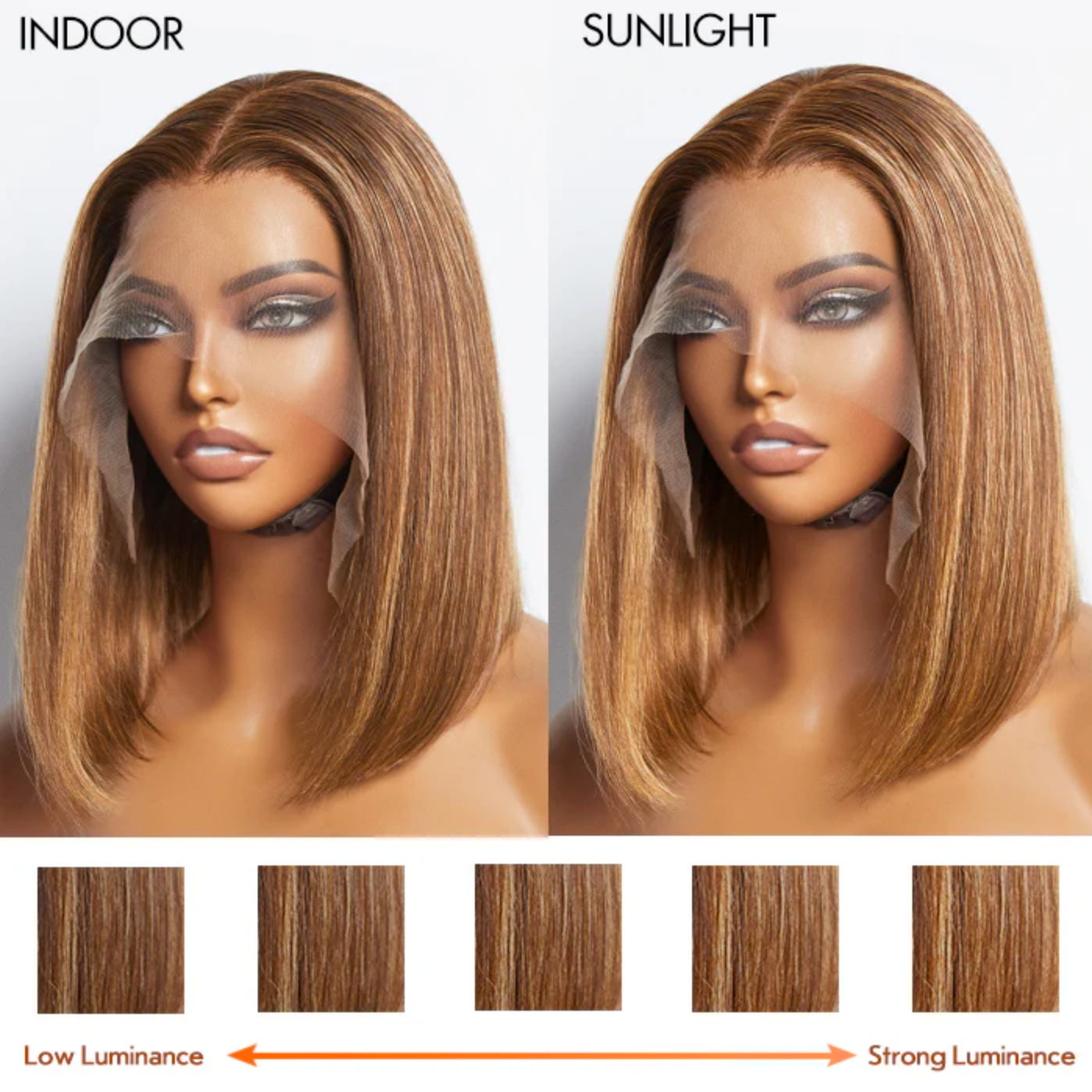 Daisy Lux Beauty™ Premium Quality 150% Density 13x4 #P4/27 "STRAIGHT BOB LACE FRONTAL" WIG-100% Human Hair