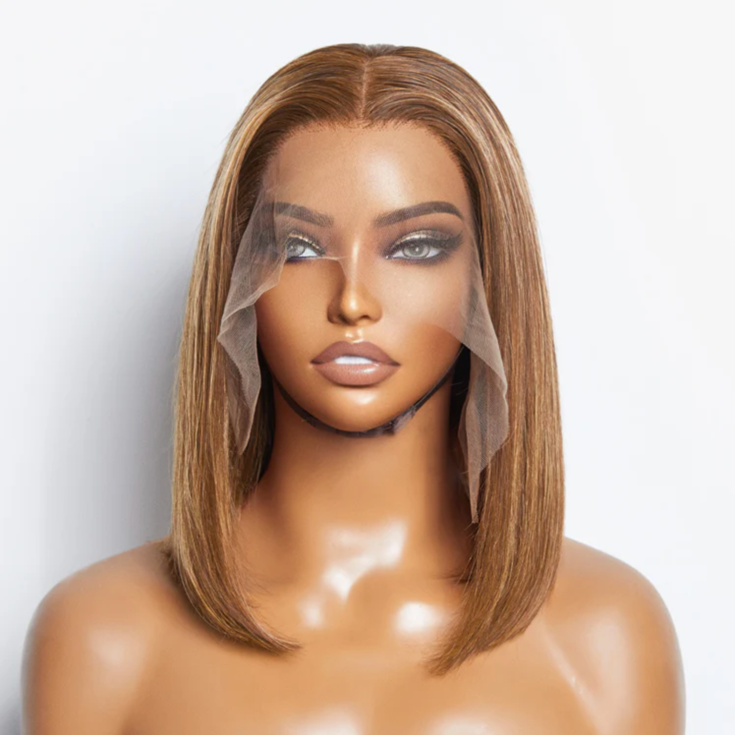 Daisy Lux Beauty™ Premium Quality 150% Density 13x4 #P4/27 "STRAIGHT BOB LACE FRONTAL" WIG-100% Human Hair