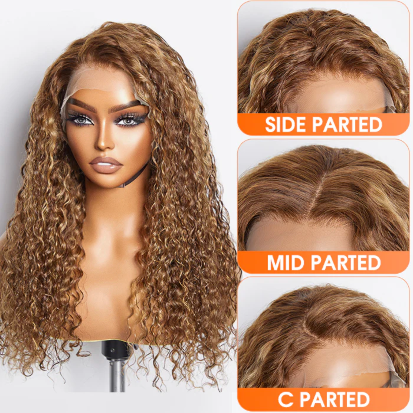 Daisy Lux Beauty™ Premium Quality 150% Density 13x4 "PRE PLUCKED LACE FRONT WATER WAVY" Wig Free Part 100% Human Hair