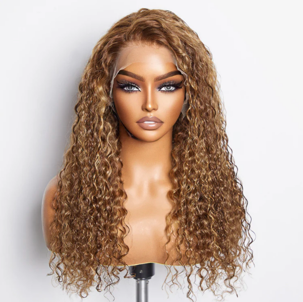 Daisy Lux Beauty™ Premium Quality 150% Density 13x4 "PRE PLUCKED LACE FRONT WATER WAVY" Wig Free Part 100% Human Hair