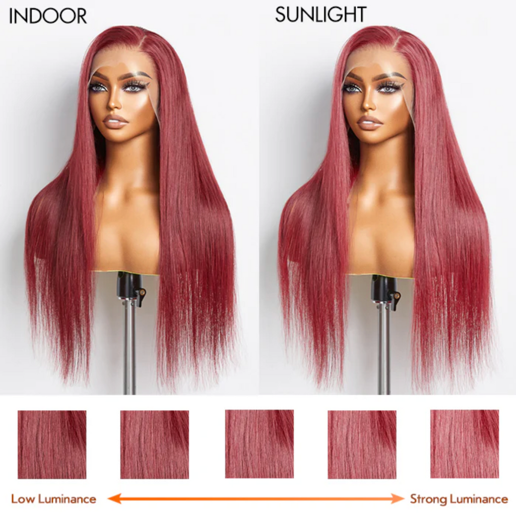 Daisy Lux Beauty™ Premium Quality 150% Density 13x4 "BURGUNDY LACE FRONT STRAIGHT" Wig Pre-Plucked Free Part 100% Human Hair
