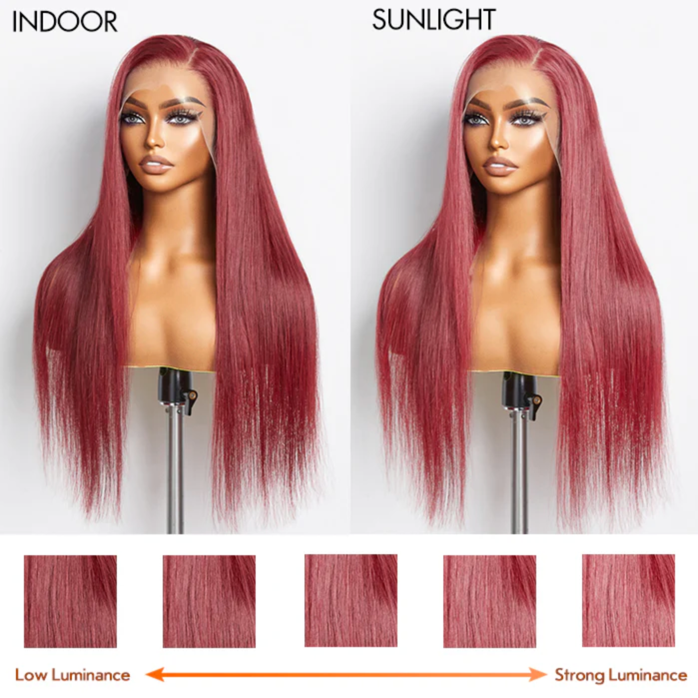 Daisy Lux Beauty™ Premium Quality 150% Density 13x4 "BURGUNDY LACE FRONT STRAIGHT" Wig Pre-Plucked Free Part 100% Human Hair
