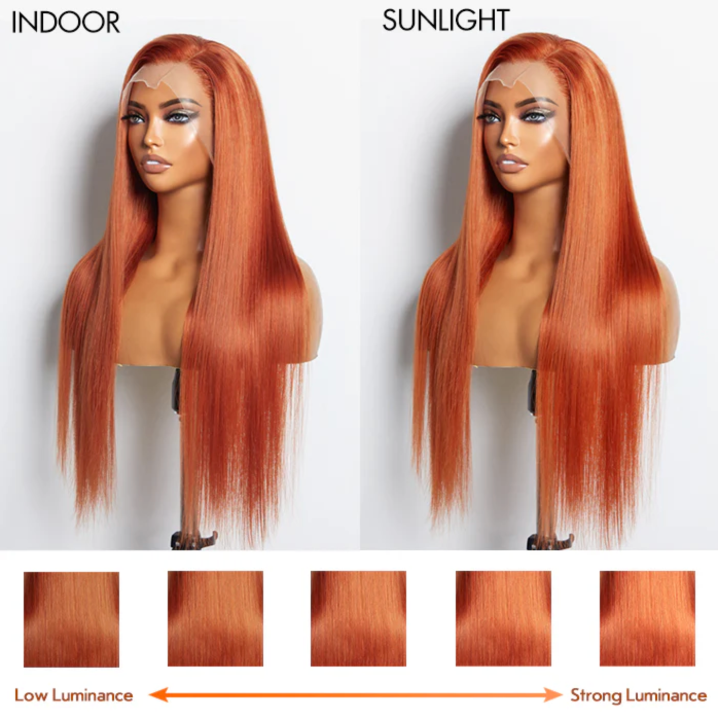Daisy Lux Beauty™ Premium Quality 150% Density 13x4 "GINGER LACE FRONT STRAIGHT" Wig Pre-Plucked Free Part 100% Human Hair