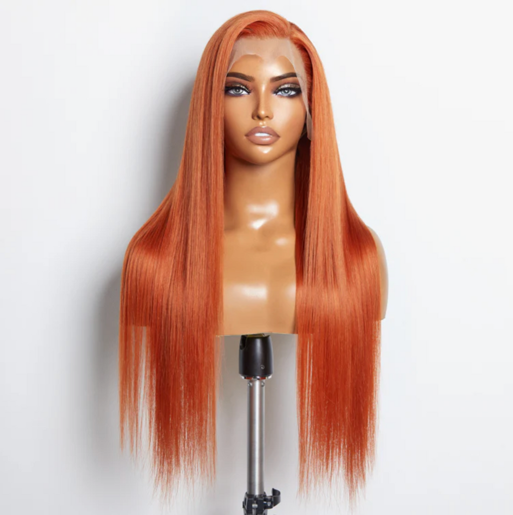 Daisy Lux Beauty™ Premium Quality 150% Density 13x4 "GINGER LACE FRONT STRAIGHT" Wig Pre-Plucked Free Part 100% Human Hair