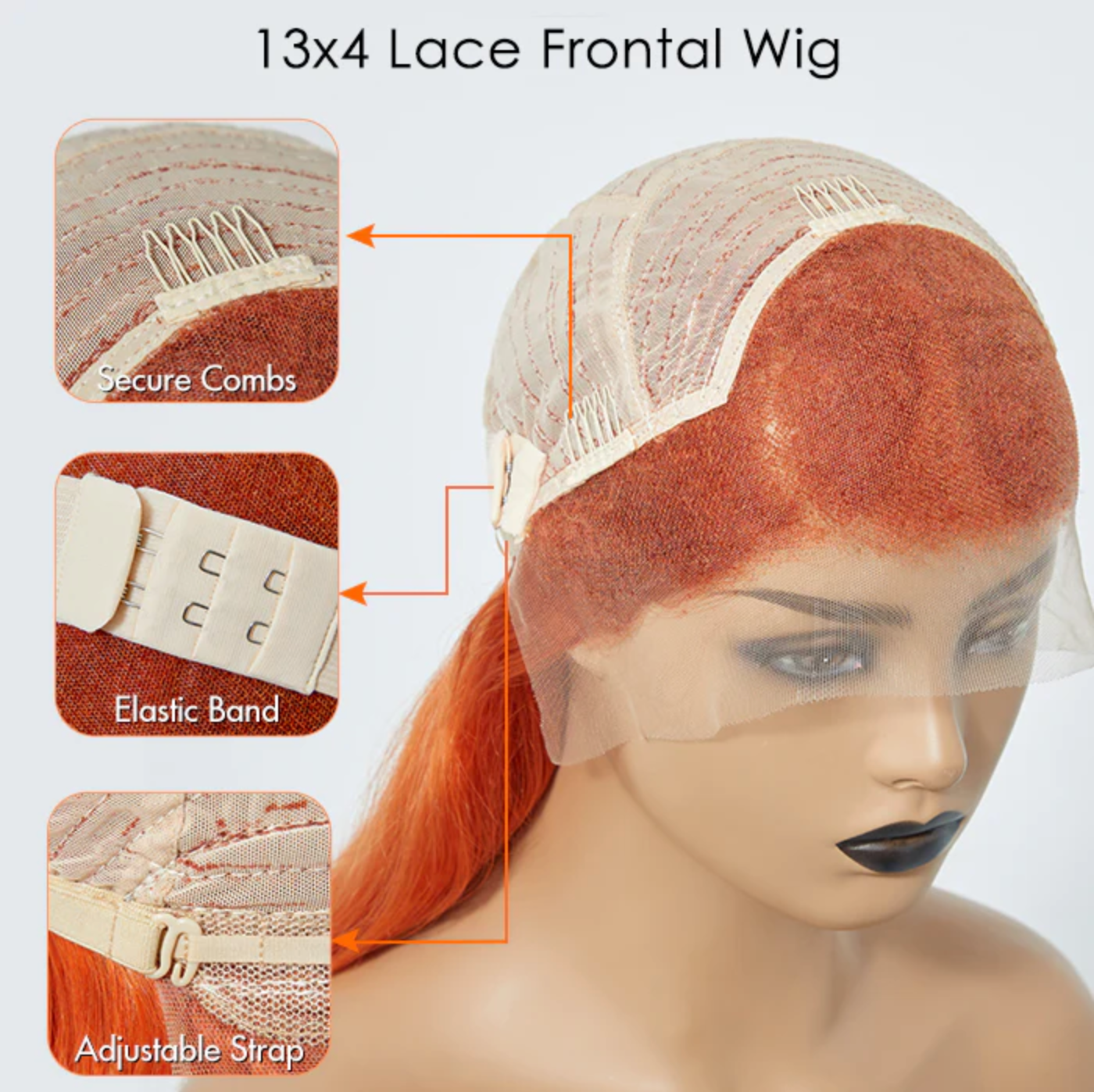 Daisy Lux Beauty™ Premium Quality 150% Density 13x4 "GINGERLACE FRONT BODY WAVY" Wig Pre Plucked Free Part 100% Human Hair