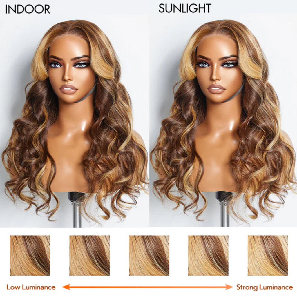 Daisy Lux Beauty™ Premium Quality 150% Density 5x5 BODY "WAVY WEAR & GO GLUELESS #4/27 LACE CLOSURE" Wig-100% Human Hair