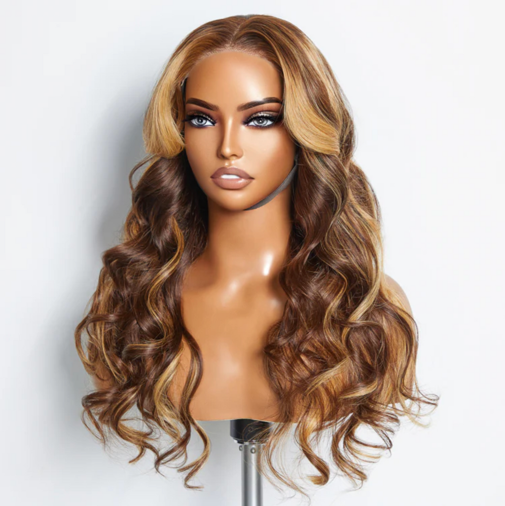 Daisy Lux Beauty™ Premium Quality 150% Density 5x5 BODY "WAVY WEAR & GO GLUELESS #4/27 LACE CLOSURE" Wig-100% Human Hair
