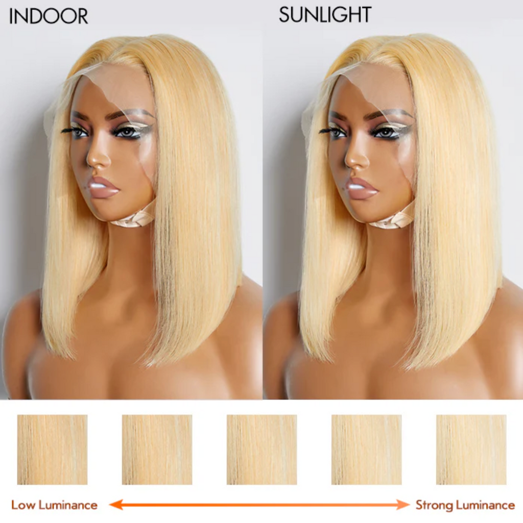 Daisy Lux Beauty™ Premium Quality 150% Density 13x4 "PRE PLUCKED #613 STRAIGHT BOB LACE FRONTAL" Wig