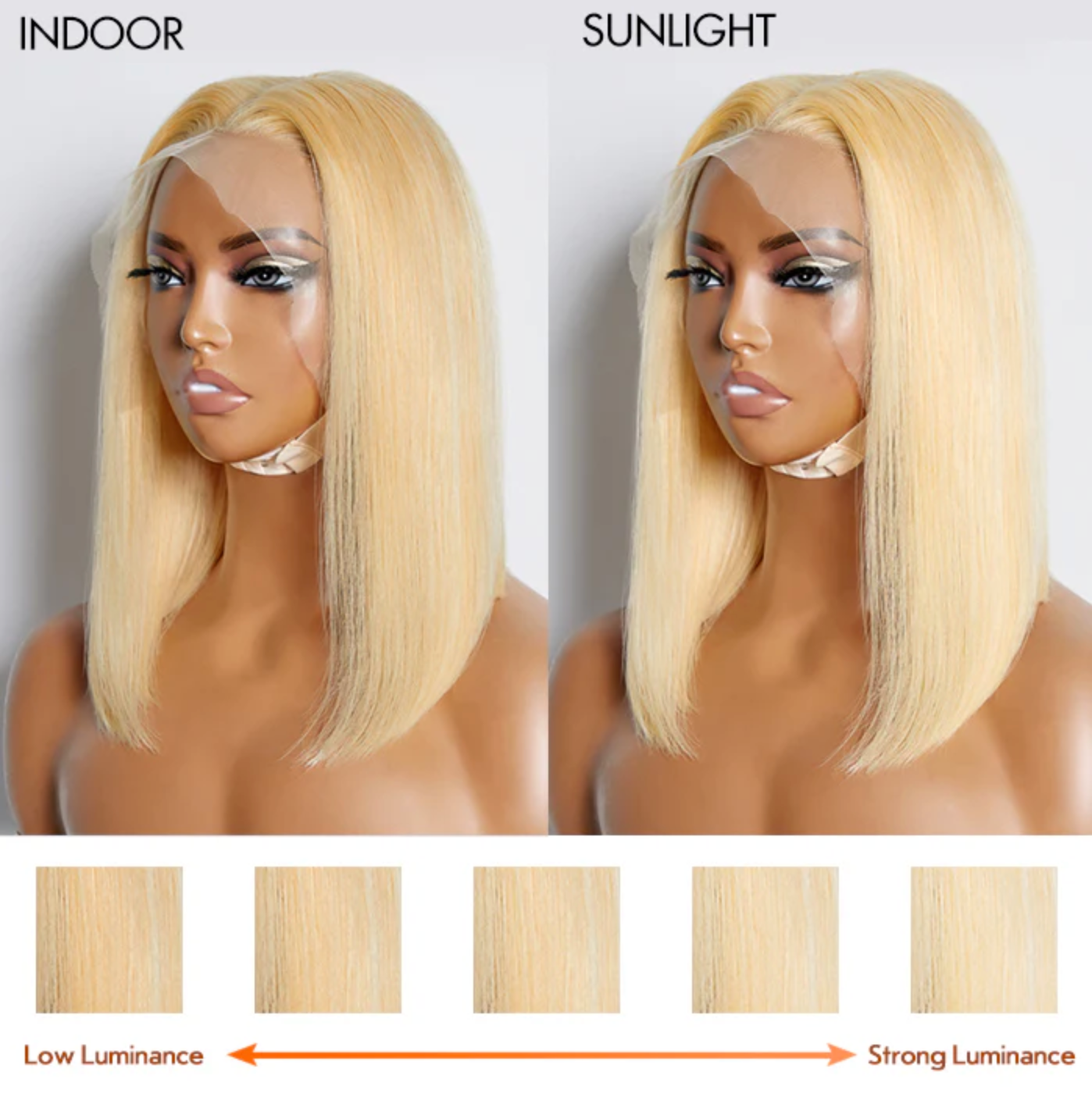 Daisy Lux Beauty™ Premium Quality 150% Density 13x4 "PRE PLUCKED #613 STRAIGHT BOB LACE FRONTAL" Wig