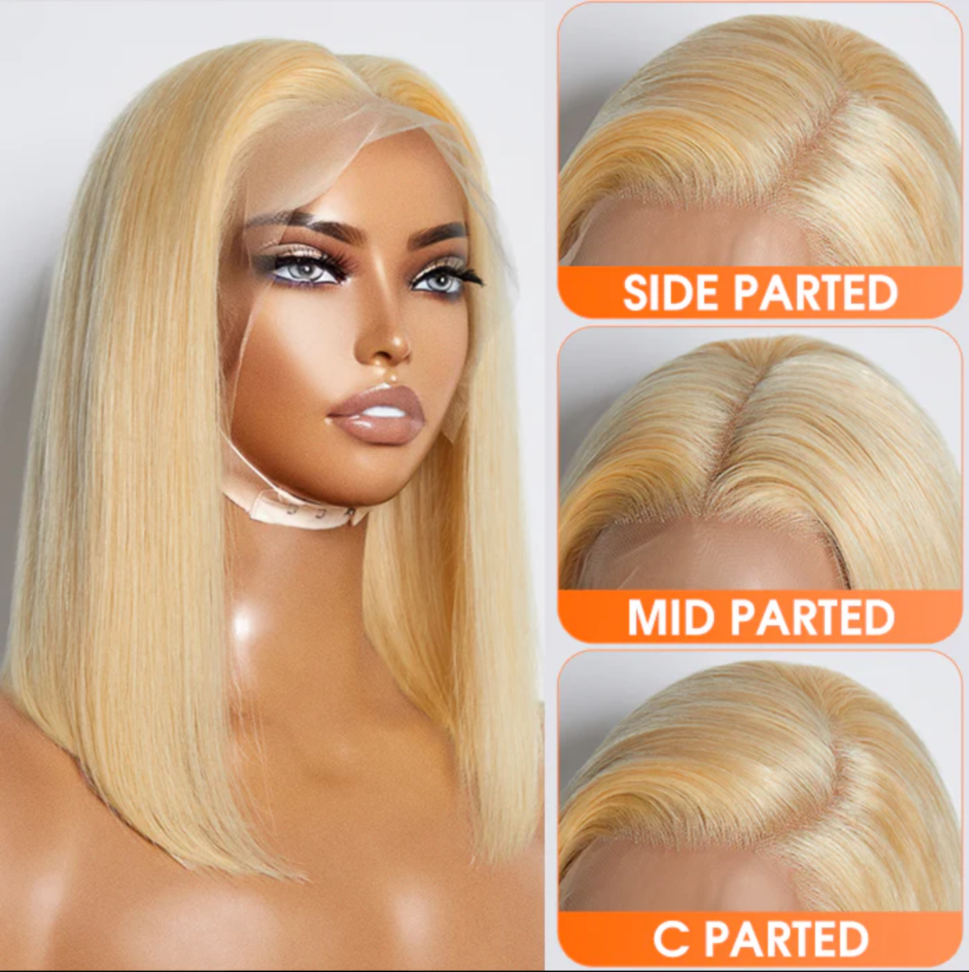 Daisy Lux Beauty™ Premium Quality 150% Density 13x4 "PRE PLUCKED #613 STRAIGHT BOB LACE FRONTAL" Wig
