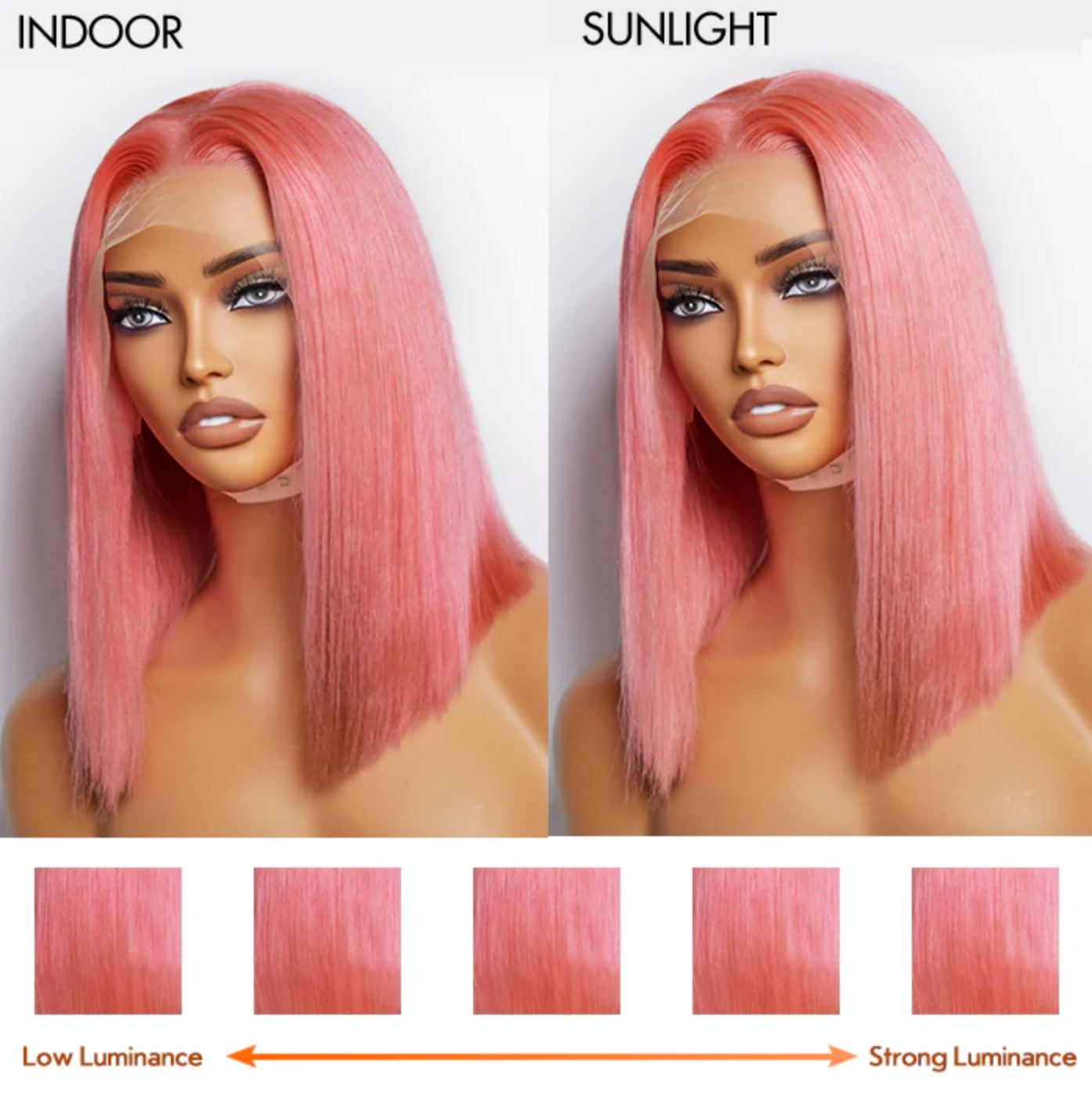 Daisy Lux Beauty™ Premium Quality 150% Density 13x4 "PRE PLUCKED #PINK STRAIGHT BOB LACE FRONTAL" Wig 100% Human Hair
