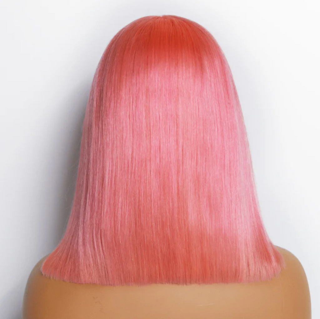 Daisy Lux Beauty™ Premium Quality 150% Density 13x4 "PRE PLUCKED #PINK STRAIGHT BOB LACE FRONTAL" Wig 100% Human Hair