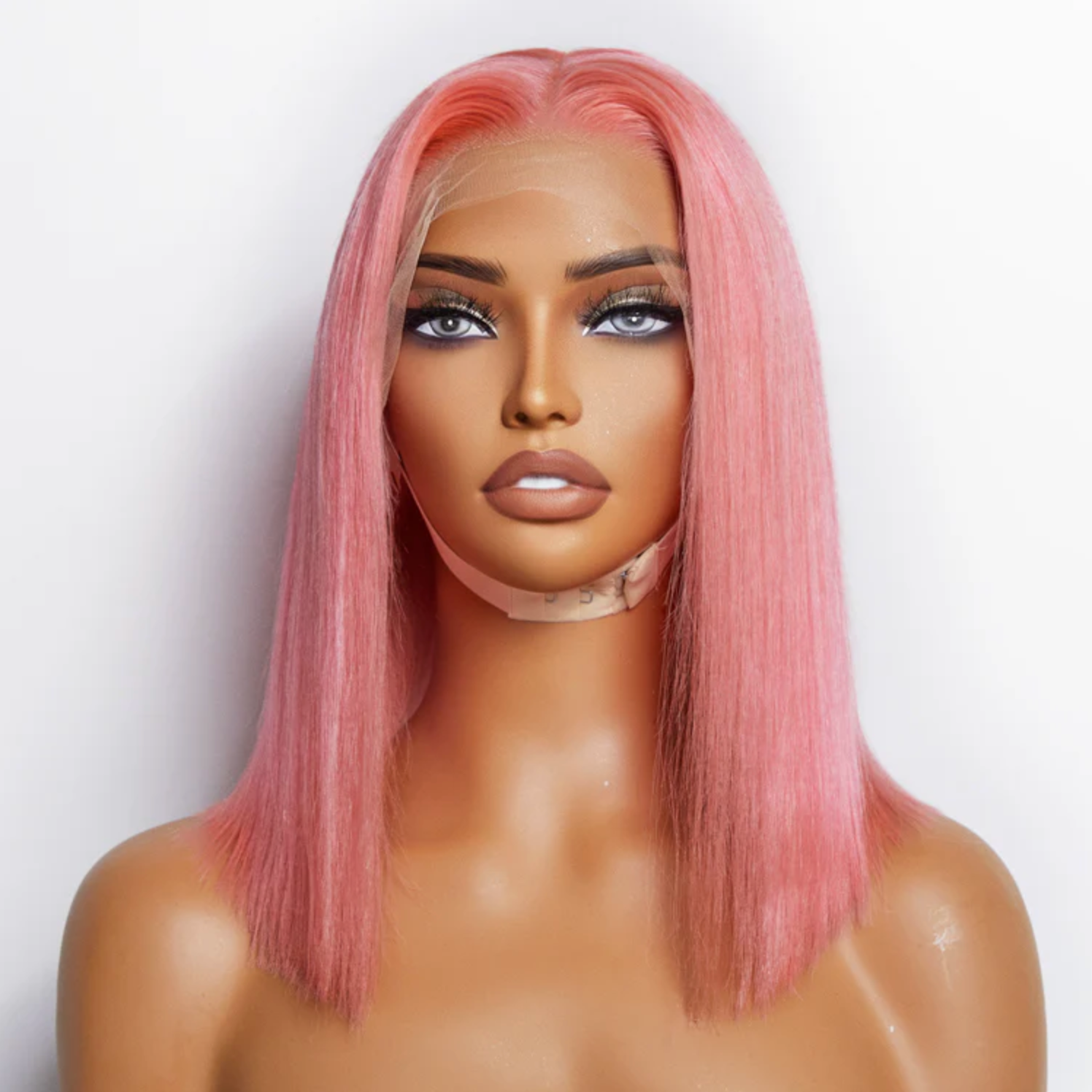 Daisy Lux Beauty™ Premium Quality 150% Density 13x4 "PRE PLUCKED #PINK STRAIGHT BOB LACE FRONTAL" Wig 100% Human Hair
