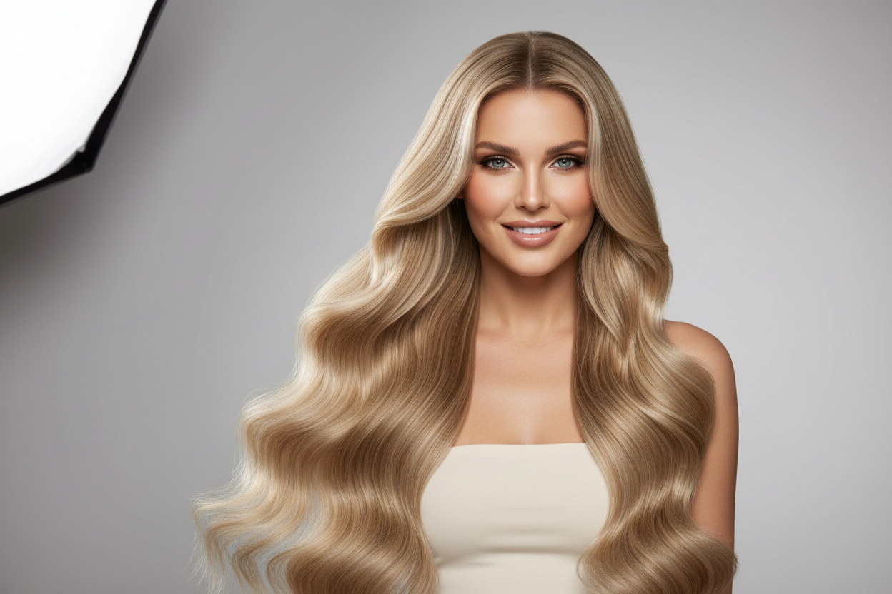 sexy blonde with hair extensions